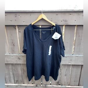 Ava & Viv Black V-Neck Relaxed Tee